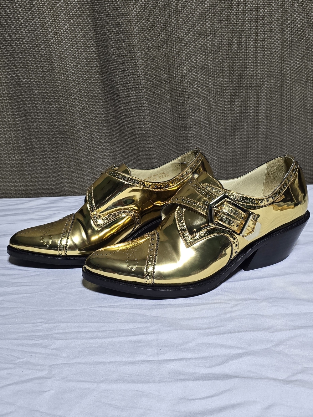 The Office of Angela Scott Metallic Gold Brogue Monk Shoes EU41